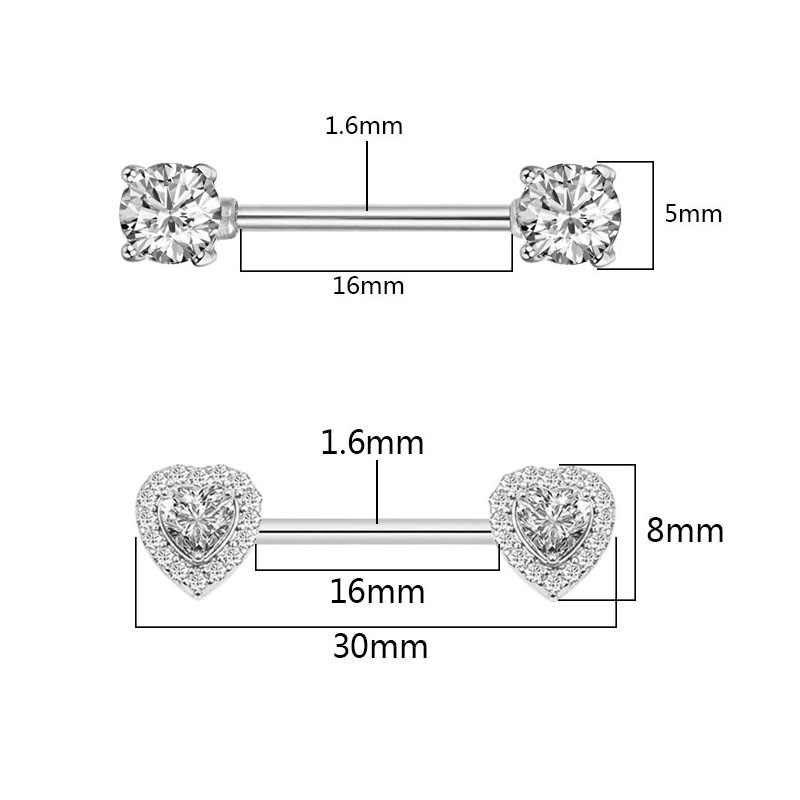 2Pcs Fashion High Quality Zirc - Body Jewelry Nipple Rings ulasan dan harga